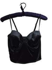 Victoria Secret 34C Dream Angels Corset Bustier Bra Top Black Satin