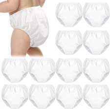 12 Packs Waterproof Plastic Pants Reusable Diaper Covers Potty Training 2T+ Size