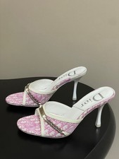 Christian Dior pink Oblique heeled mules Vintage Luxury designer heels 38