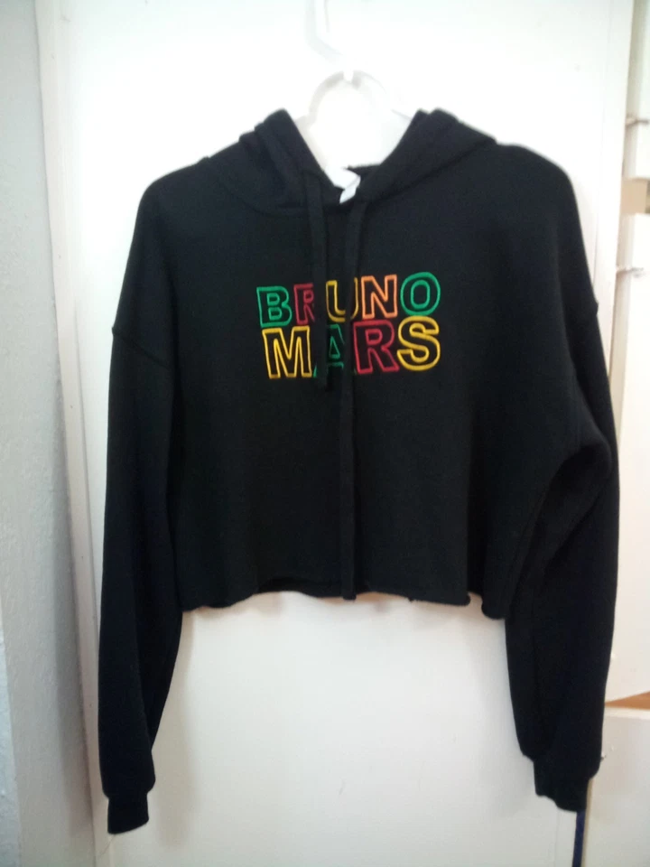 BRUNO MARS Sudadera con Capucha Recortada de Vellón para Mujer’s S Negra Pullover Sudadera Foto 2 de 4