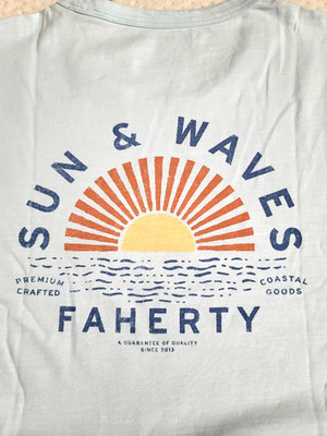 NWT FAHERTY Mens Sunwashed SUN & WAVES Sung Logo Graphic Tee MKS2534, XXL