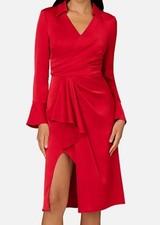 Aidan by Aidan Mattox Women's Red Crepe Back Satin Midi Dress Size 6