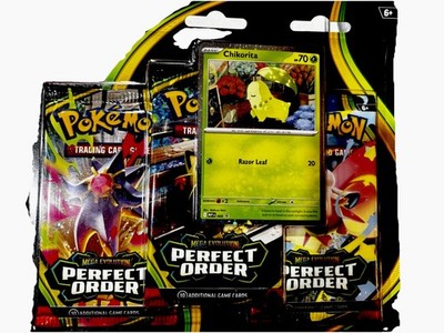 Pokémon Mega Evolution Perfect Order Booster Pack 3-Pack with Chikorita