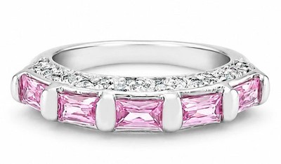 LAB CREATED 0,60 kt ROSA & WEISSER SAPHIR RING MASSIV 0,925 SILBER - neu mit Etikett