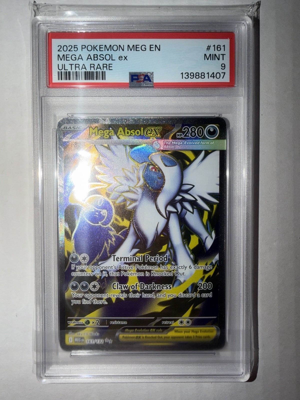 Pokemon Mega Evolution EN Mega Absol ex 161/132 Full Art Holo *MINT PSA 9*