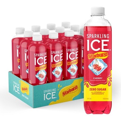 Sparkling Ice STARBURST Cherry, Zero Sugar Flavored 17 Fl Oz (Pack of 12)