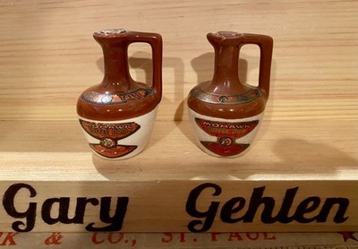 Pair of Vintage 1950'S EMPTY MOHAWK COFFEE DRIP MINIATURE LIQUOR JUGS 3'' TALL