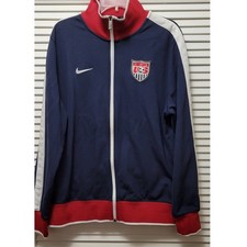 Nike US Soccer USMNT Track Jacket Mens XL Navy Blue Red Full Zip Soccer Crest