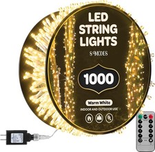 1000 LED Christmas Lights Warm-White 400Ft String Lights Outdoor, with 8 Modes