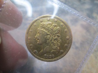 1836 5 DOLLAR CLASSIC HEAD US GOLD COIN IN EXTRA FINE CONDITION