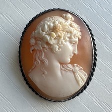 Vintage Beautiful Old Silver Victorian Cameo Brooch Pin