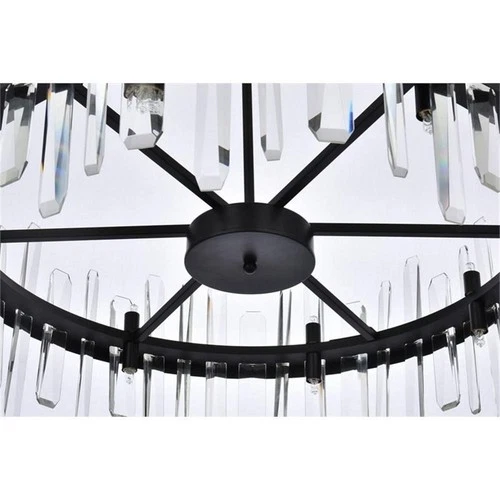 Elegant Lighting Serena 32" Round Iron and Crystal Chandelier in Black - Picture 6 of 8