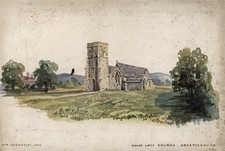 H. B. Garling - Watercolour Painting - Holme Lacy Church Herefordshire - 1842
