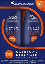 Head and Shoulders Clinical Strength Dandruff + Dry Scalp Rescue Shampoo 2 Pack