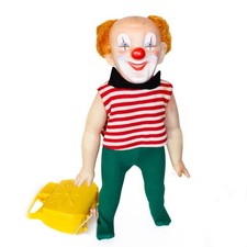 Turni Clown mit Mechanik von SCHILDKRÖT 40 cm, Vintage Puppe Spielzeug 1960