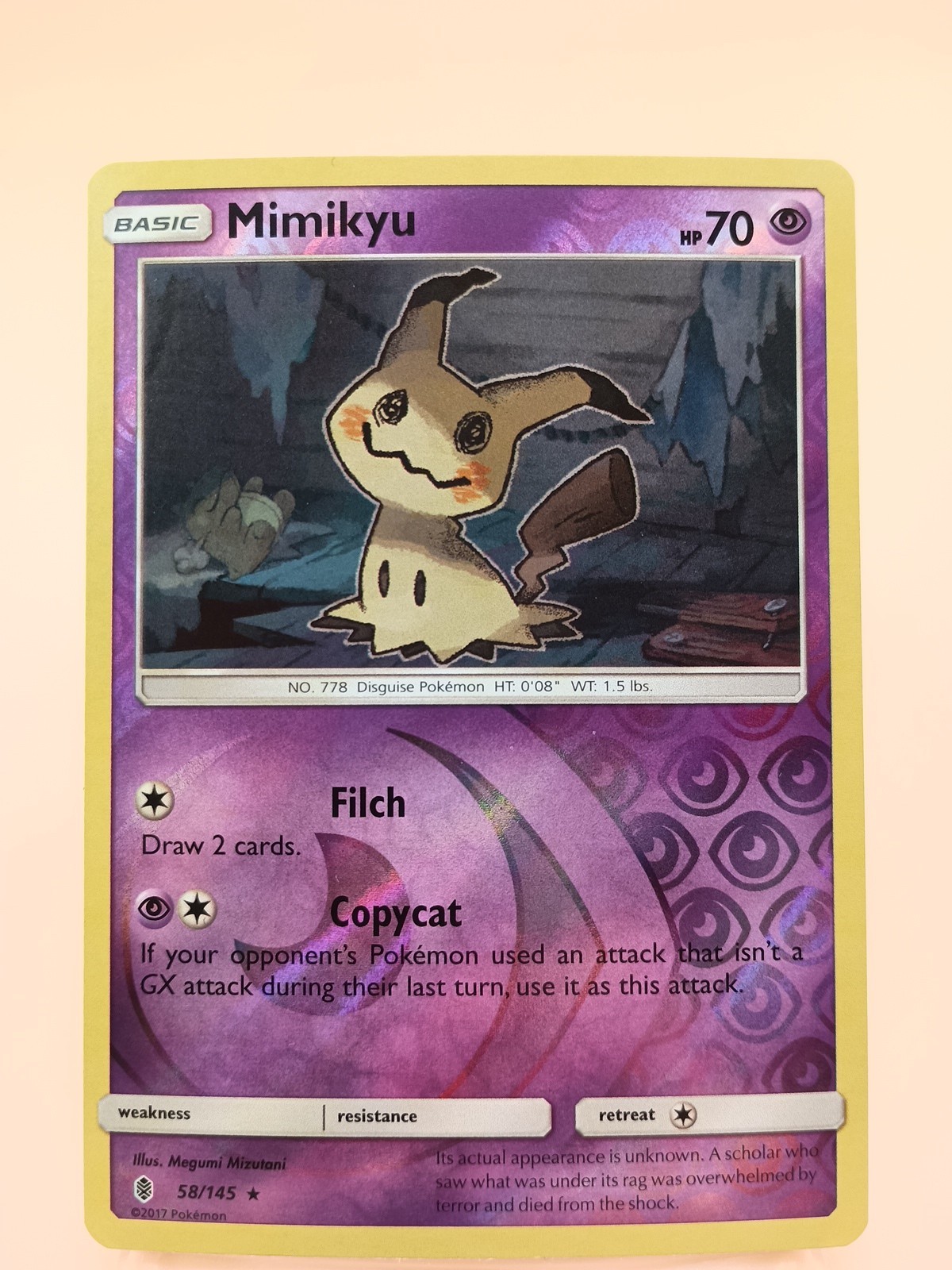 Mimikyu 58/145 Rare Guardians Rising Reverse Holo Pokemon NM
