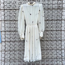Vintage 70s Muy Watercolor Floral Sheer Slinky Drapey Long Sleeve Shirt Dress