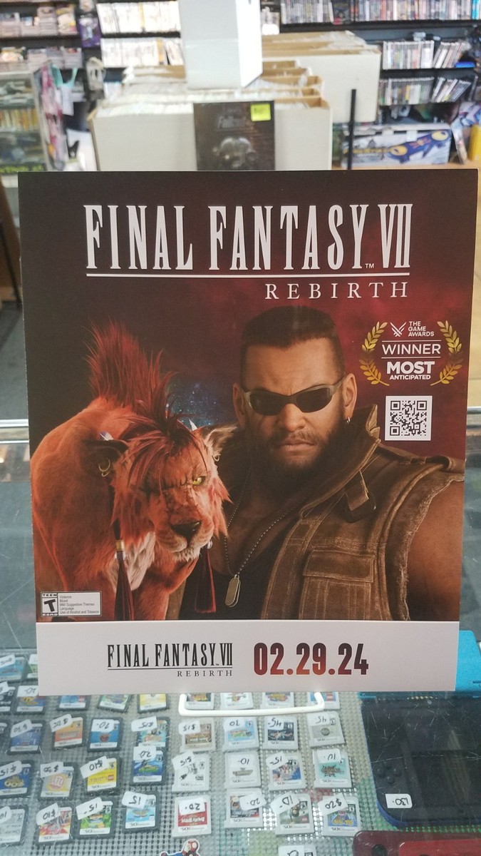 Final Fantasy VII Rebirth PS5 Store Display Sign Rare Promotional