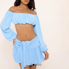 bnwt blue co ord skirt & top sz 14