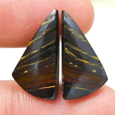 18,30Ct Natur Eisen Tiger Fancy Paar Cabochon Loser Edelstein 13X23X3Mm