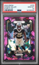 2023 PANINI PRIZM PURPLE ICE #375 KENDRE MILLER 81/225 PSA 10