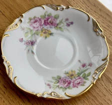 Beautiful Vintage Gold Trimmed Floral Saucers - Set Of 2