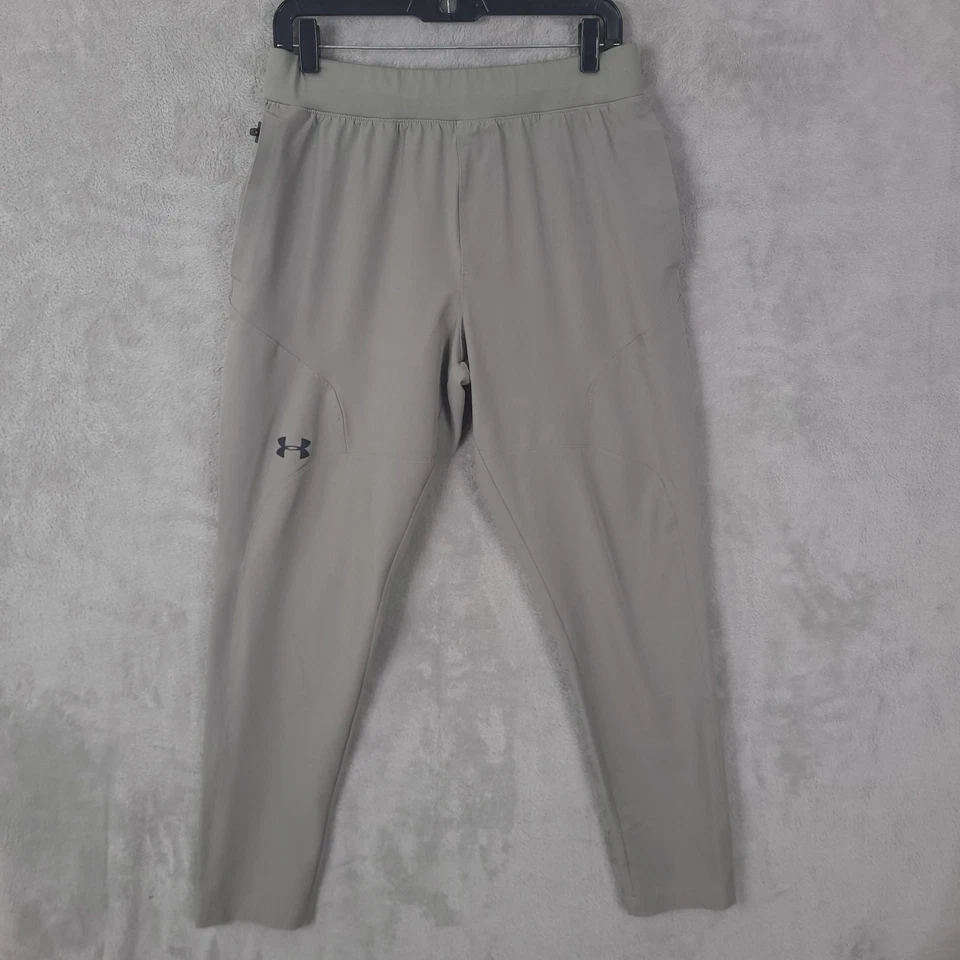 Under Armour Pants Mens Large Gray Fitted Joggers Stretch Zip Pocket 1352028 - Image 2 of 4