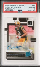 2022 PANINI CLEARLY DONRUSS AUTO #69 CHRISTIAN WATSON PSA 8
