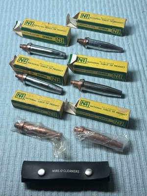 NEW (6) National Torch Tip 1564 #10 1564 #4 1202 #7 1202 #4 + Wire-O-Cleaners