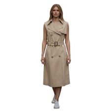Uniqlo JW Anderson Trench Dress Womens S Beige Sleeveless Belted Midi