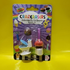 CRAZERASERS COLLECTIBLE PUZZLE ERASERS SERIES 2 "BATHROOM THEME", NEW