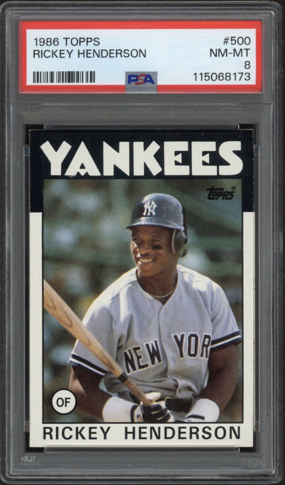 1986 Topps Rickey Henderson #500 PSA 8 NM-MT HOF New York Yankees