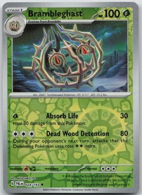 Brambleghast Reverse Holo Uncommon SV02: Paldea Evolved 024/193 NM