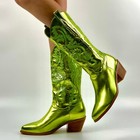 Women's Western Cowboy Boots Pull On Mid Calf Embroidery Chunky Heel Boots US9 — photo 1