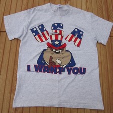 VTG Single Stitch 1995 Delta Tasmanian Devil USA I Want You Graphic Tee Men's M
