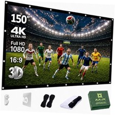 Outdoor Projector Screen 150 inch, Washable Projector Screen 16:9 150"