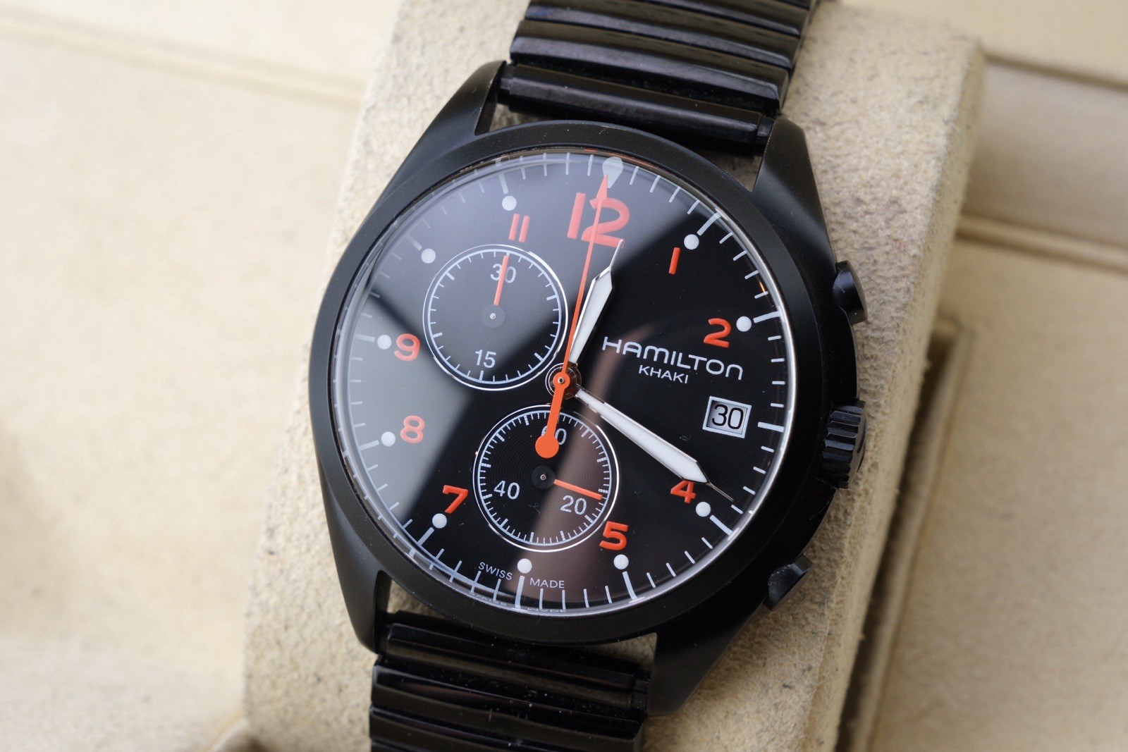 HAMILTON Khaki Aviation Pilot Pioneer H765820 Chronograph Quartz Working Clean