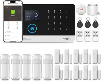 Complete Wireless Home Alarm System with PIR Sensors & Smart App Control
