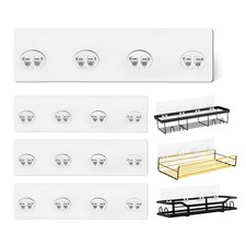 8 Pack Shower Caddy Adhesive Replacement, Strong Shower Shelf Adhesive Hooks for