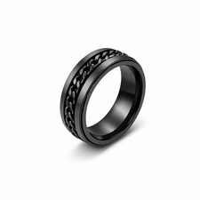 Anxiety Spinner Ring Black Stress Relief Fidget Ring Rotating Band