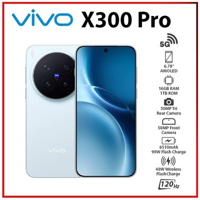 (New) VIVO X300 Pro 5G 16GB+1TB BLUE Dual SIM Unlocked Android Mobile Phone
