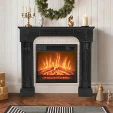 Decorative Fireplace Mantel Freestanding Fireplace Surround with Mantel, Black