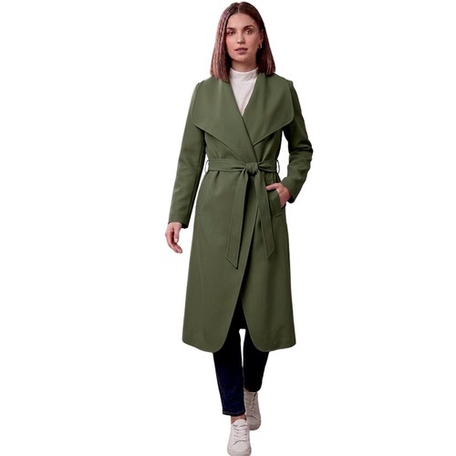 Womens Italian Long Trench Coat Open Front Duster Maxi Longline Jacket CasualFit - Picture 56 of 70