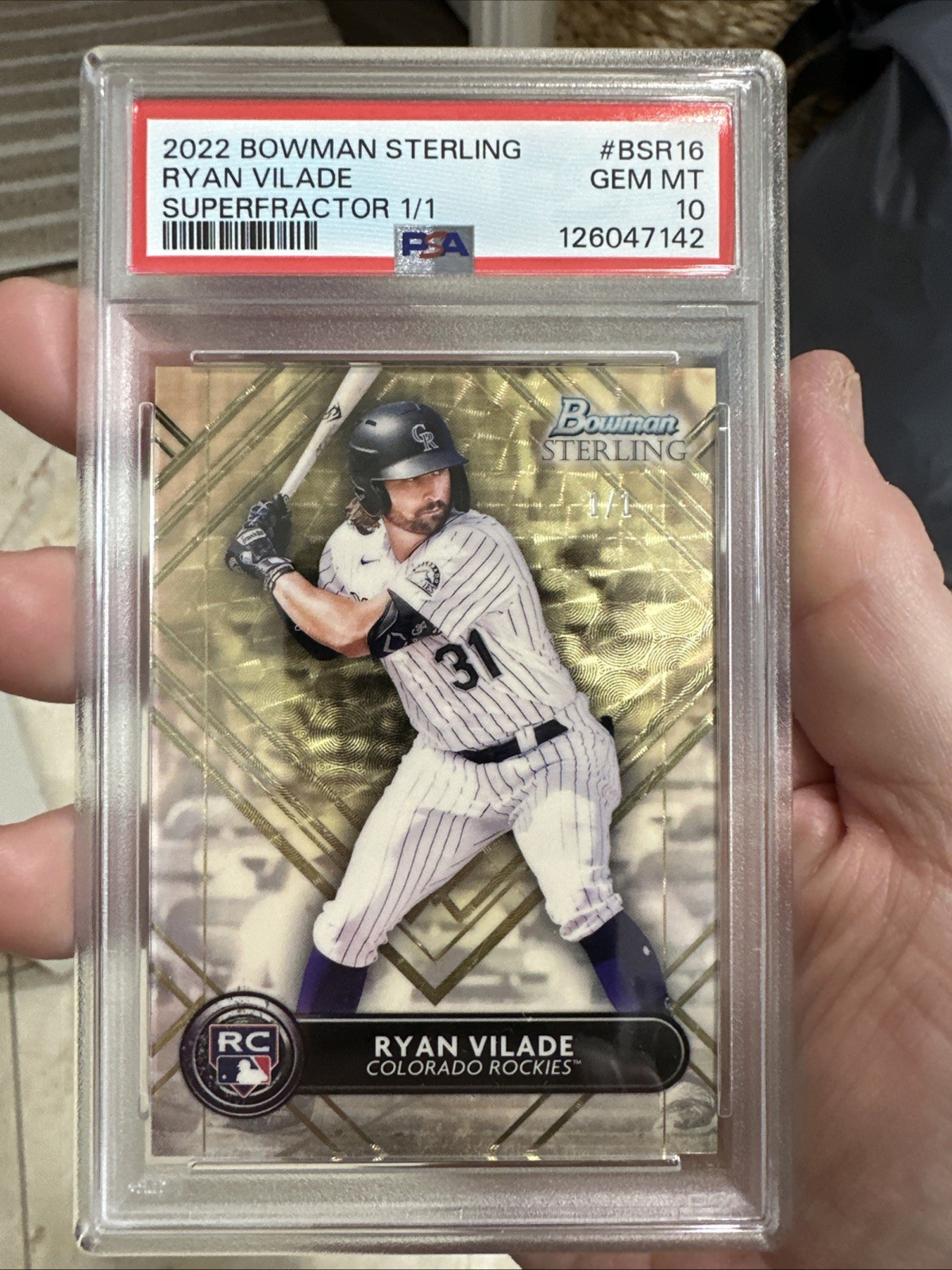 2022 BOWMAN STERLING RYAN VILADE 1/1 SUPERFRACTOR POP 1 PSA 10 view 2