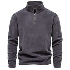 Mens Half Zip Fleece Jacket Warm Winter Pullover Jumper Sweater Sweatshirt Tops