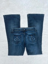 vintage moto denim low waisted flared jeans with decorative pocket