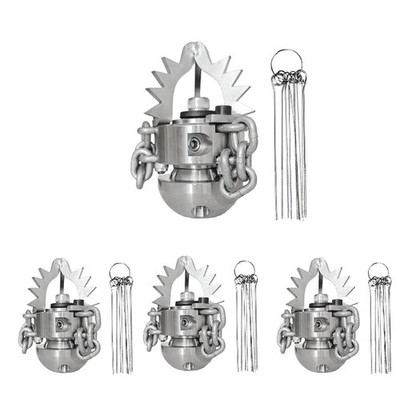 Sewer Jetter Rotating Nozzle Side 3 Rear 4 Steel Versatile with Link Chains