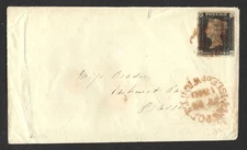 QV sg2 1d black (H-C) Plate 2 on 1840 cover (July 16) from I.O.W. to Basingstoke
