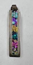 Unknown Designer Sterling Silver Long Slide Pendant with Multiple Stones[085DuW]