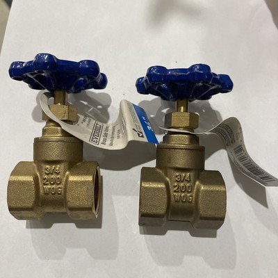 (2) Compact-Pattern Threaded Gate Valve Brass 200psi 3/4 FIP x FIP